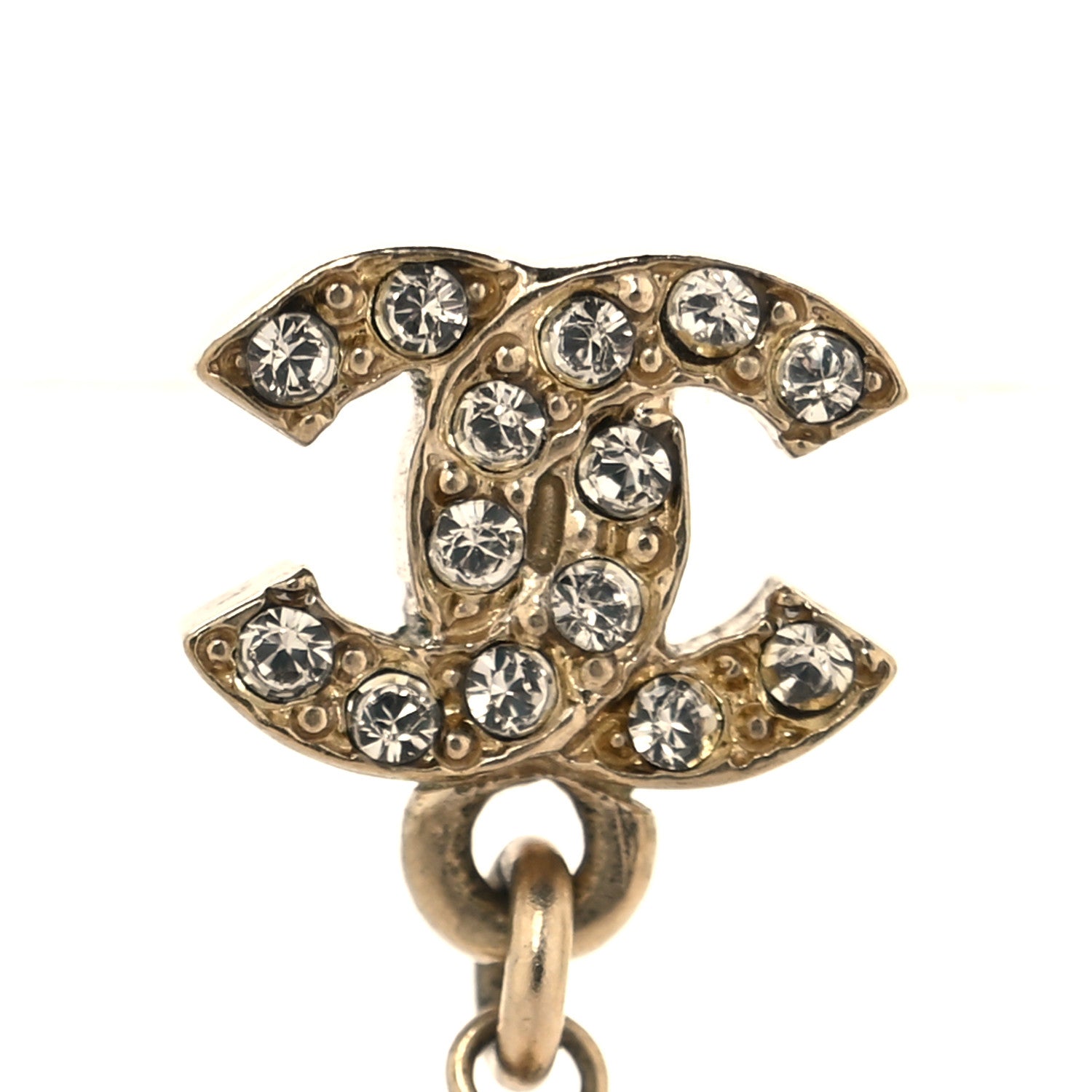 Crystal Pearl CC Drop Earrings Gold