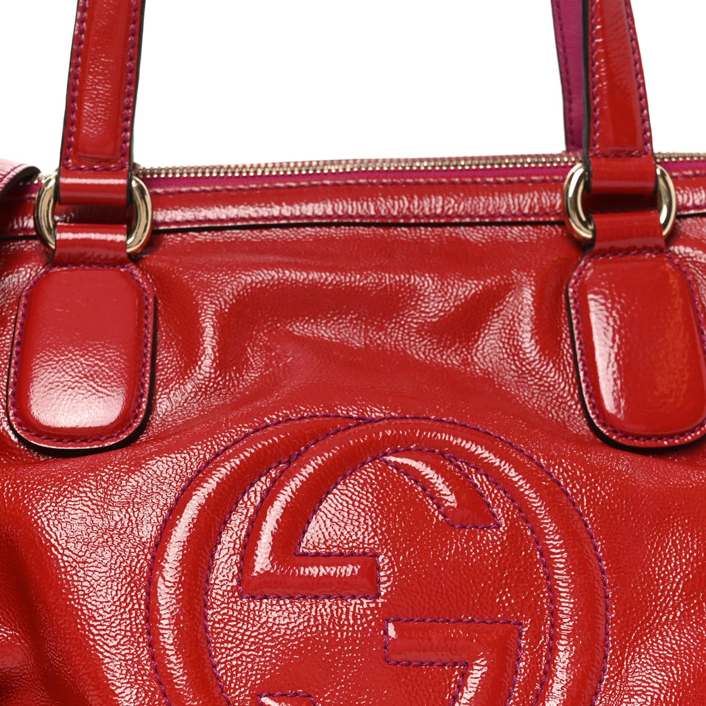 Gucci Vernice Naplack Small Soho Top Handle Satchel Uniform Red