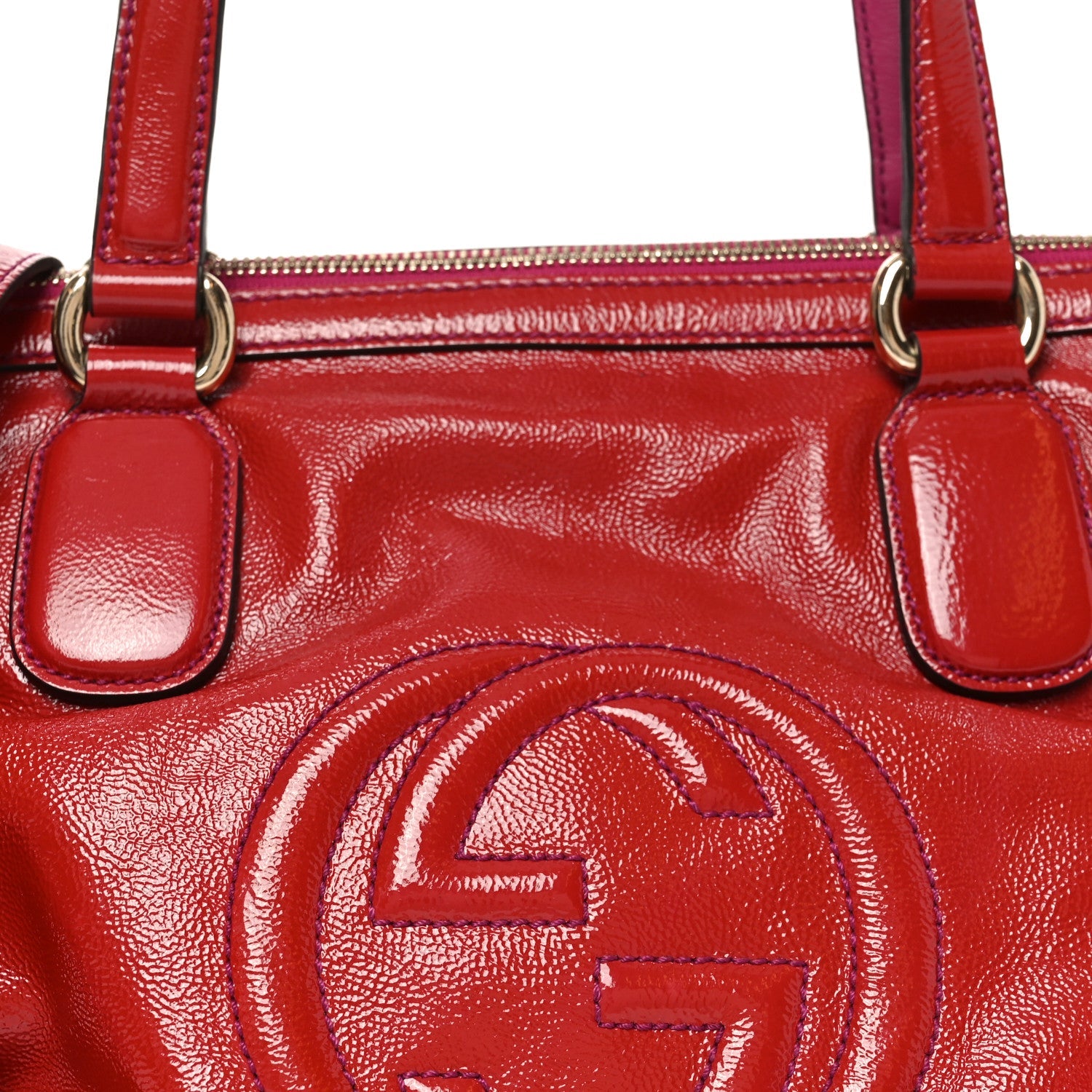 Gucci Vernice Naplack Small Soho Top Handle Satchel Uniform Red