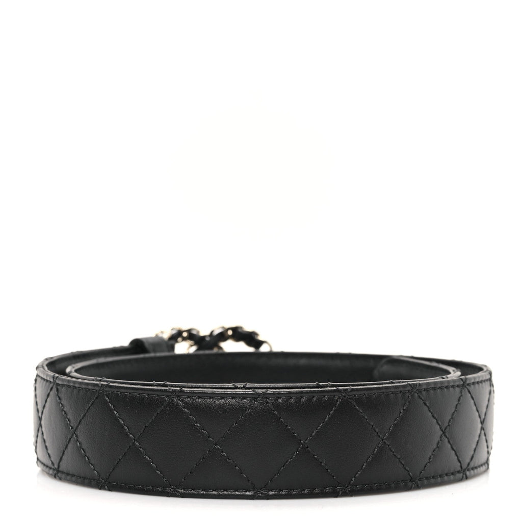 Calfskin Quilted CC Chain Belt 70 28 Black
