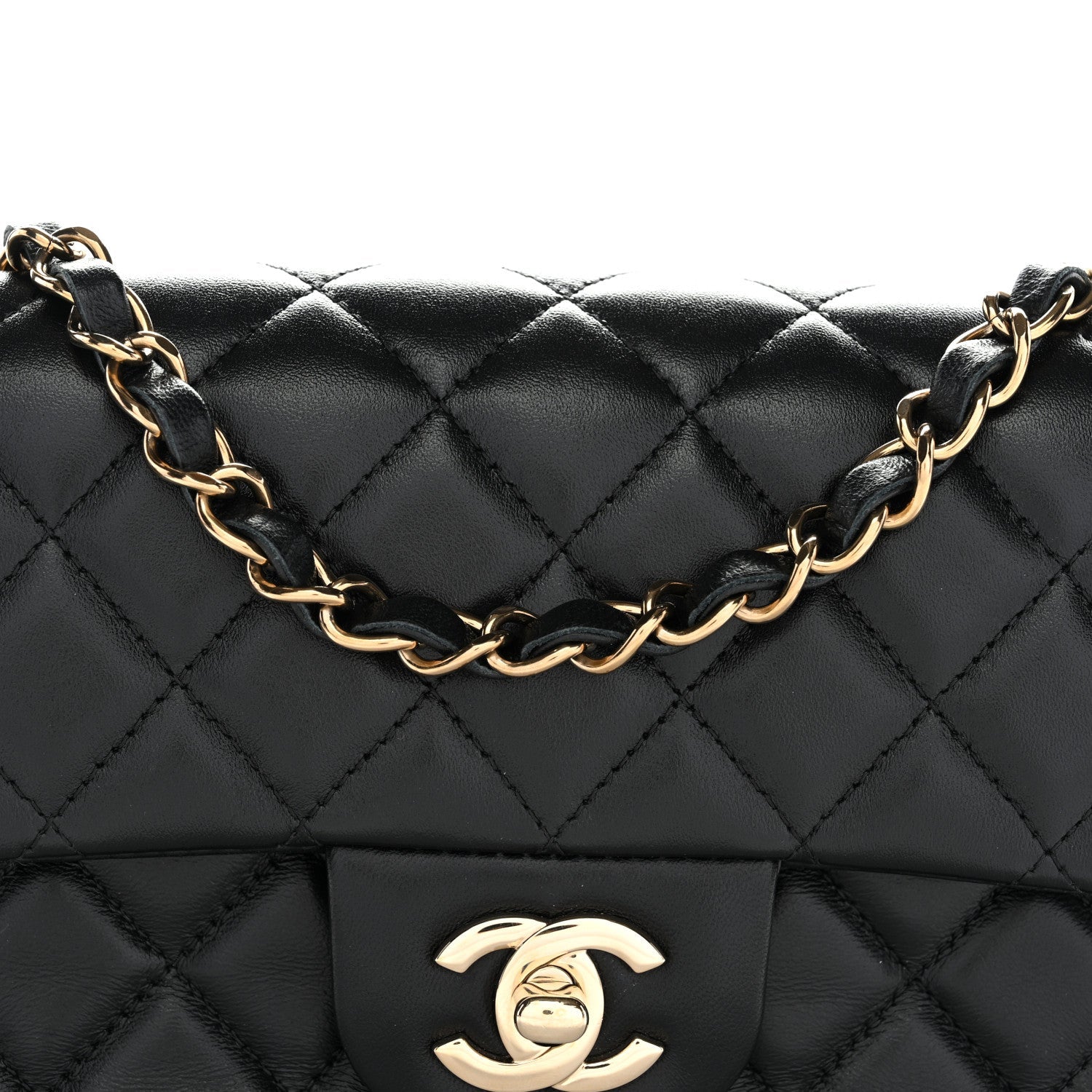 Chanel Lambskin Quilted Mini Rectangular Flap Black