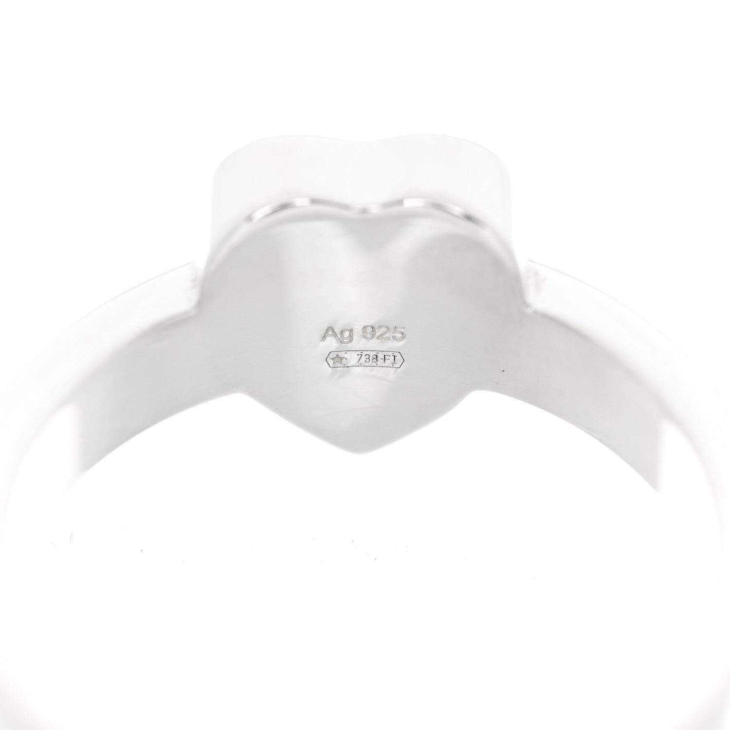 Gucci Sterling Silver Trademark Heart Ring 56 7.5