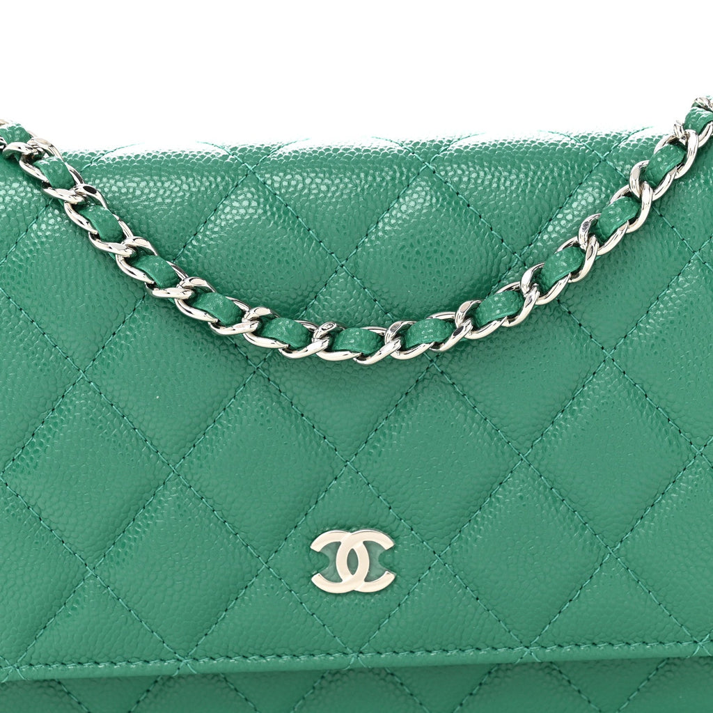 Chanel Caviar Quilted Wallet On Chain WOC Green