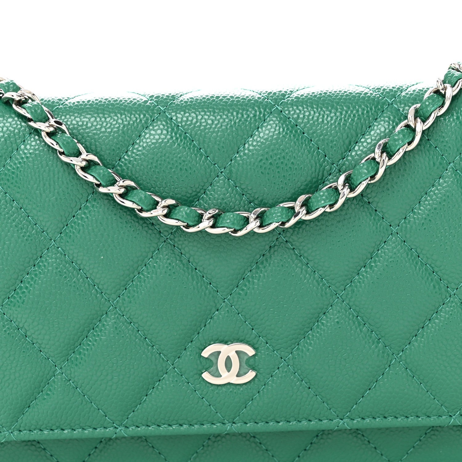 Chanel Caviar Quilted Wallet On Chain WOC Green