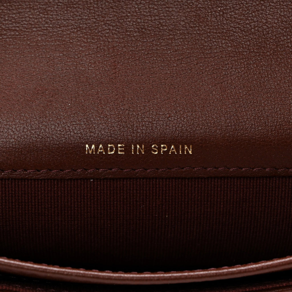 Goatskin Quilted French Long Wallet Burgundy