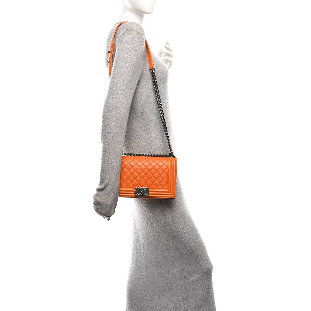 Chanel Lambskin Quilted Medium Boy Flap Orange