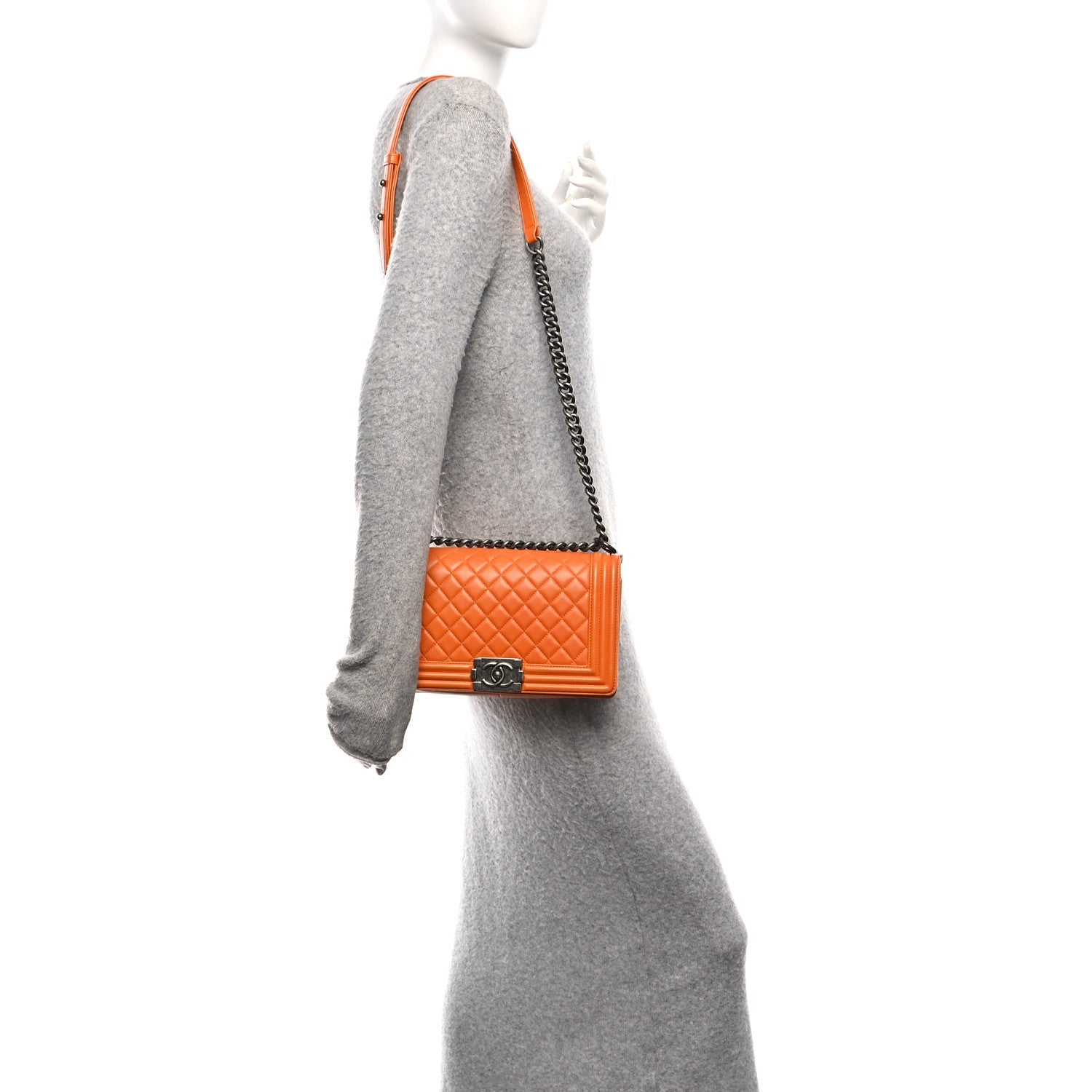 Chanel Lambskin Quilted Medium Boy Flap Orange