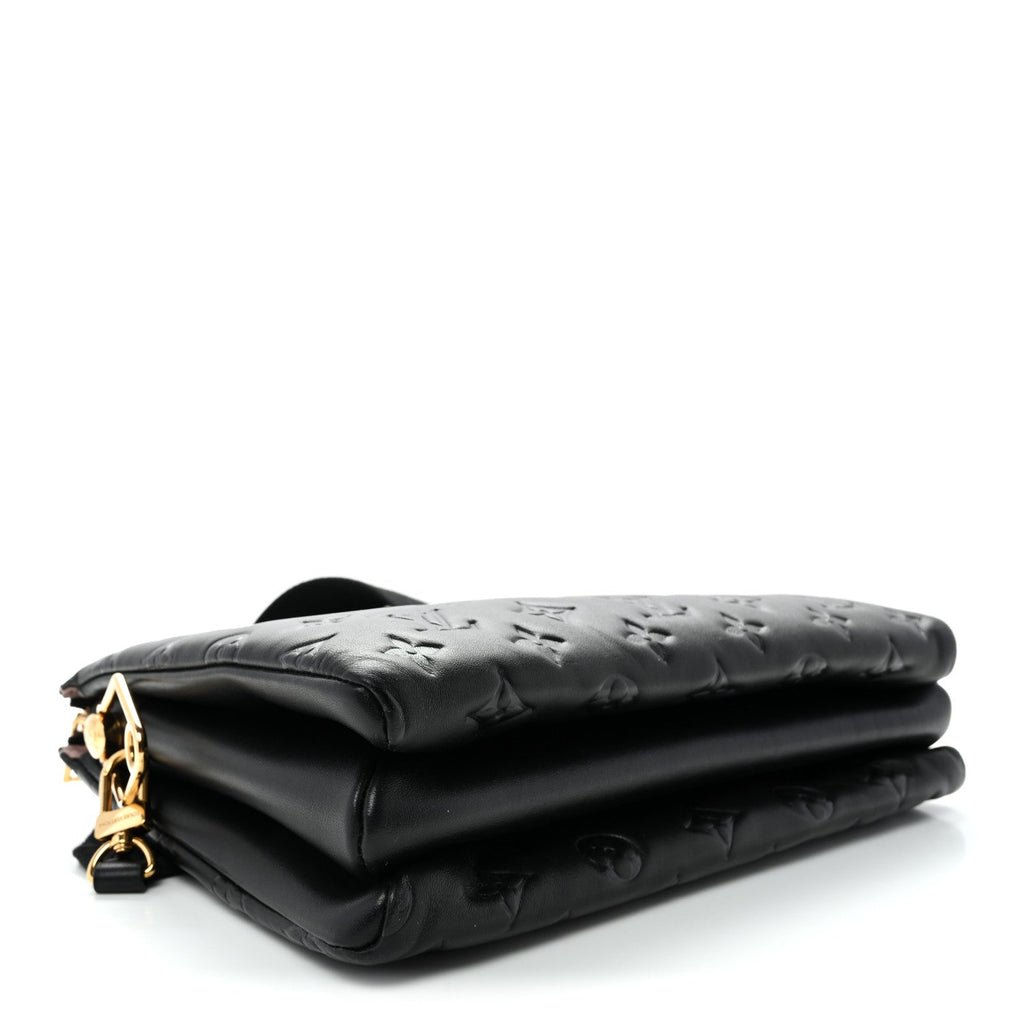 Louis Vuitton Lambskin Embossed Monogram Coussin PM Black
