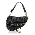 Christian Dior Velvet Oblique Saddle Bag Blue