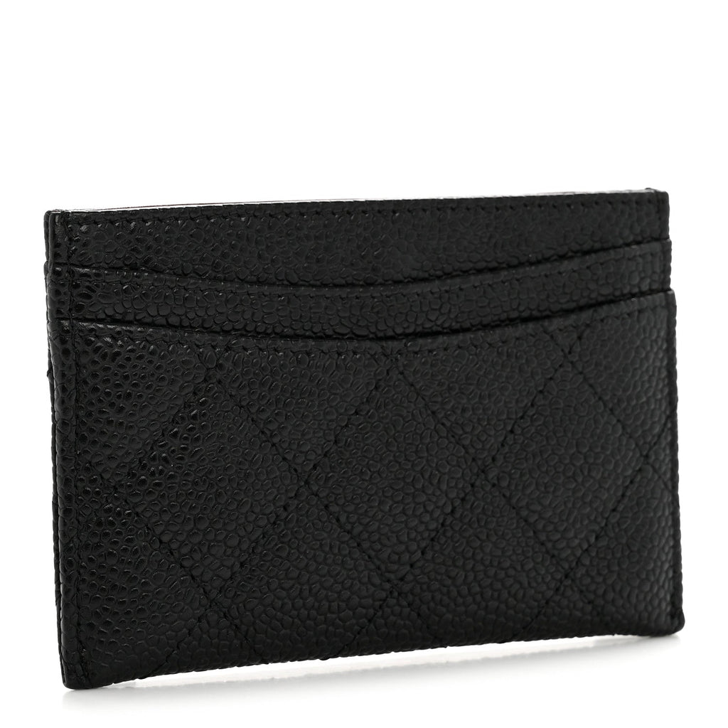 Caviar Quilted Card Holder Black