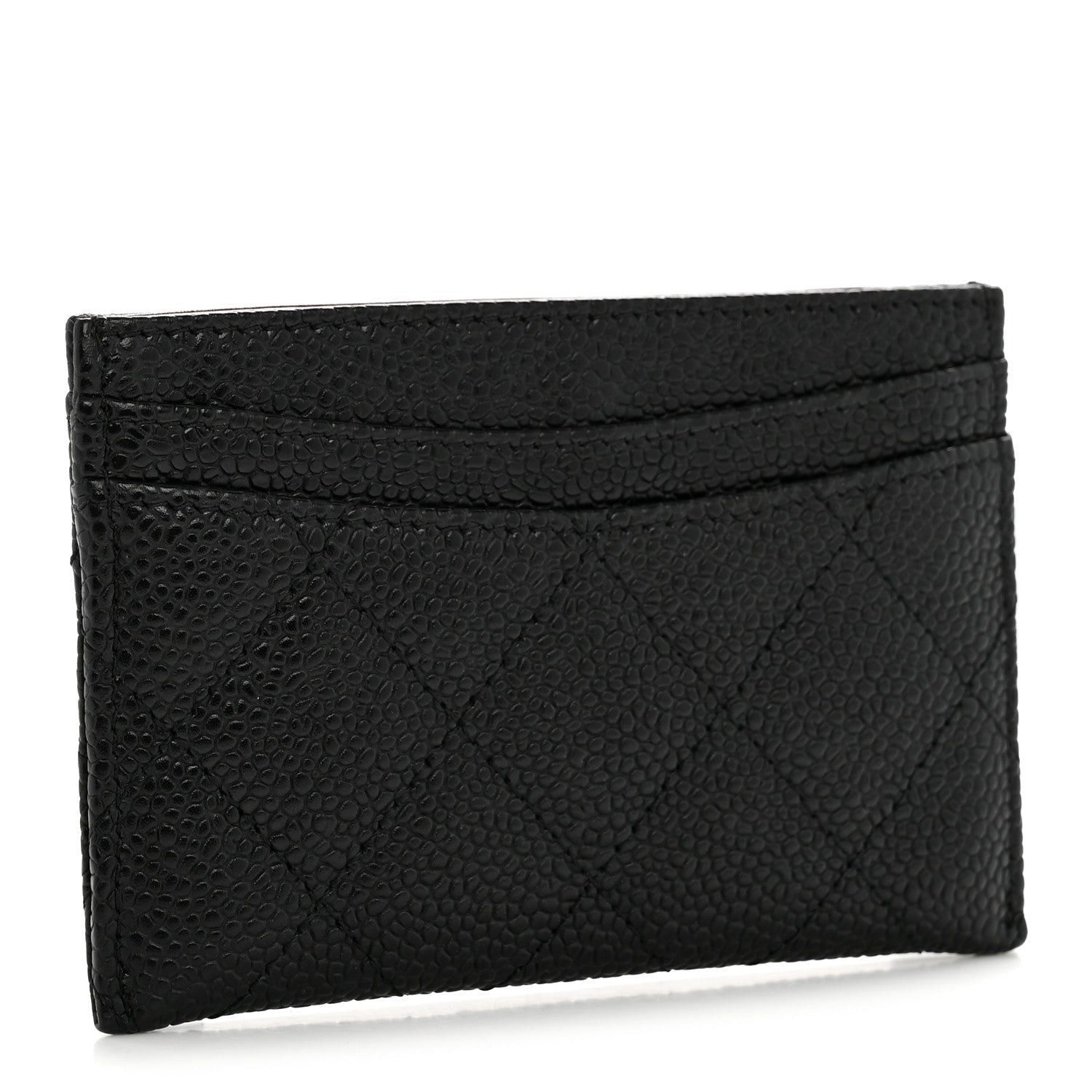 Caviar Quilted Card Holder Black