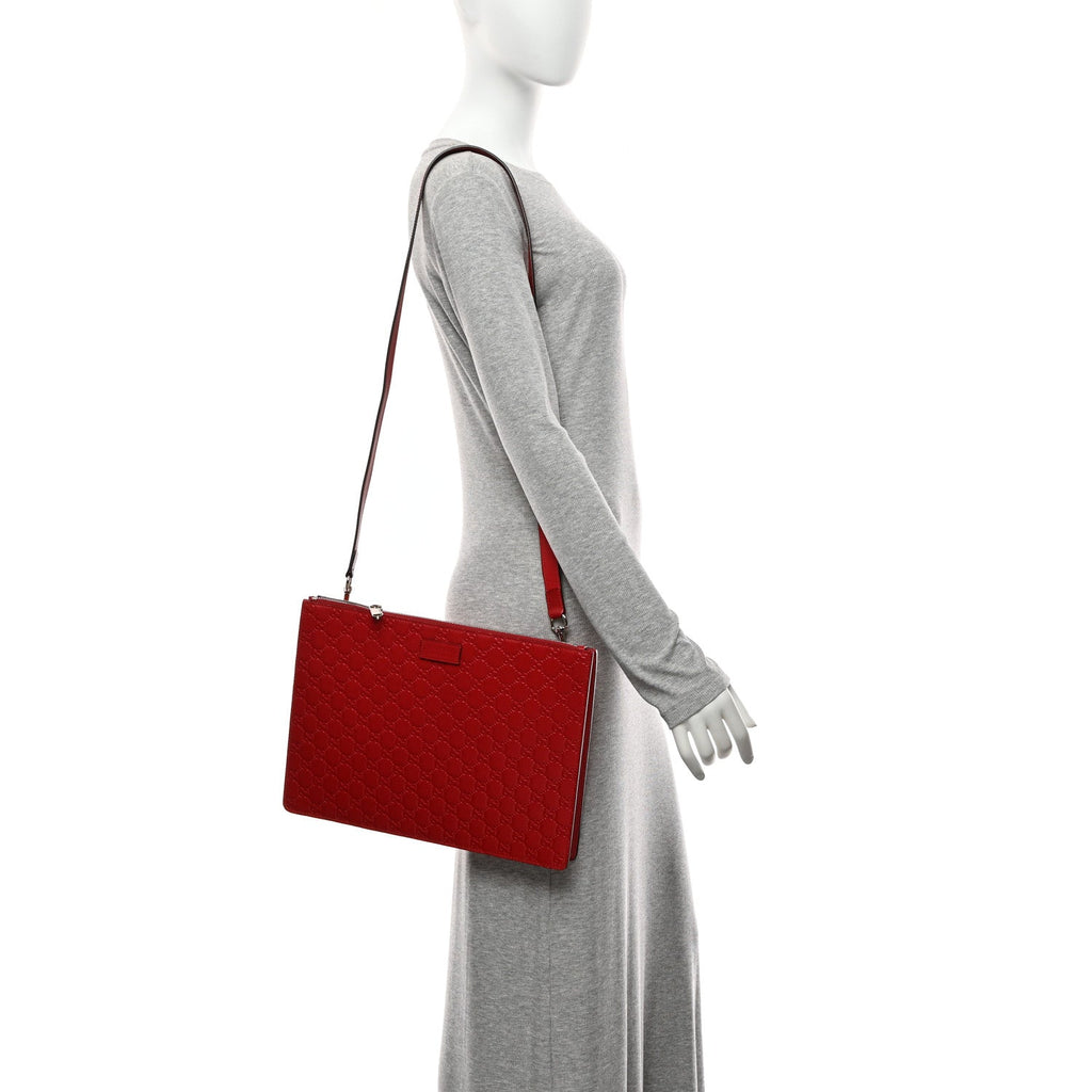 Gucci Guccissima Signature Messenger Bag Hibiscus Red