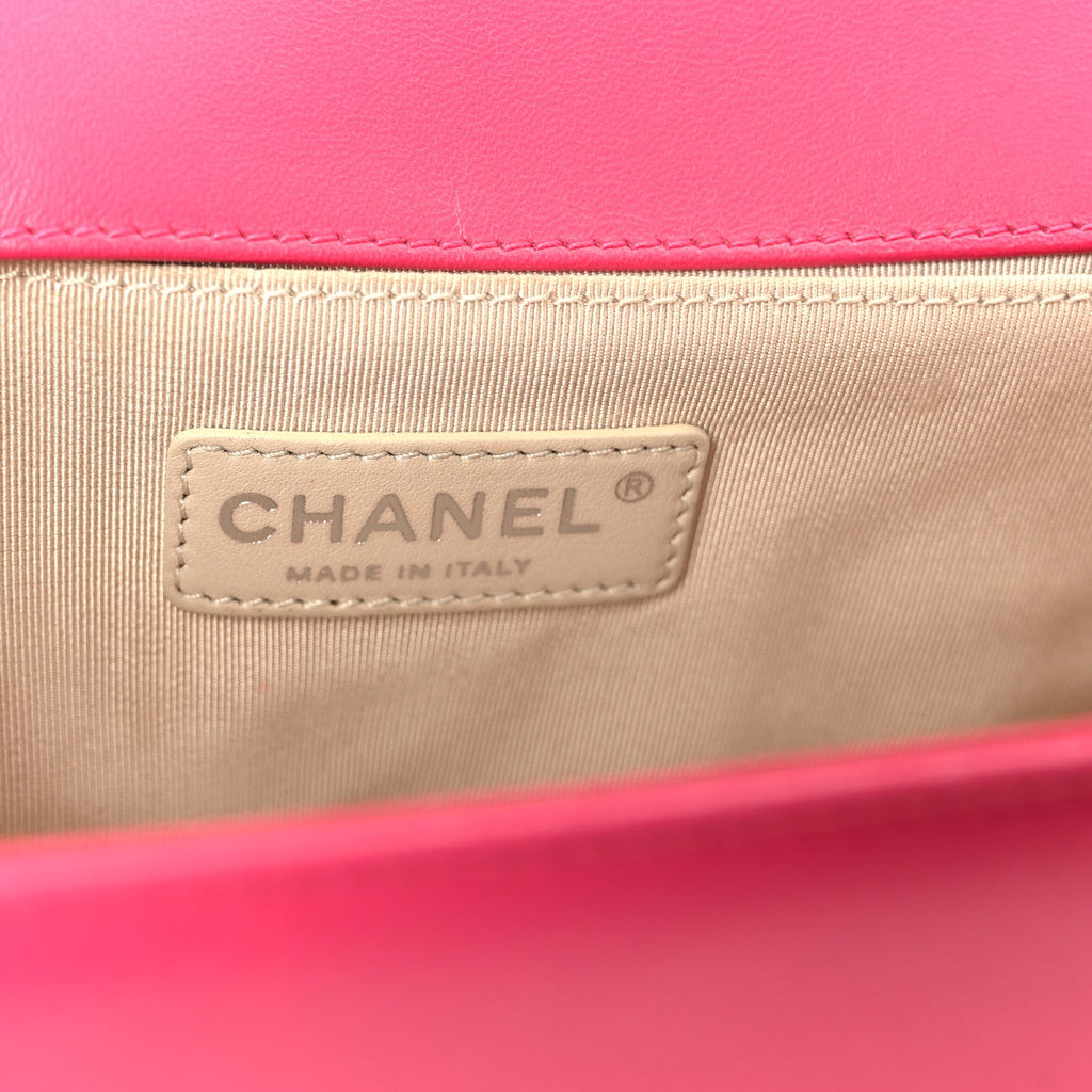 Chanel Lambskin Quilted Medium Boy Flap Dark Pink