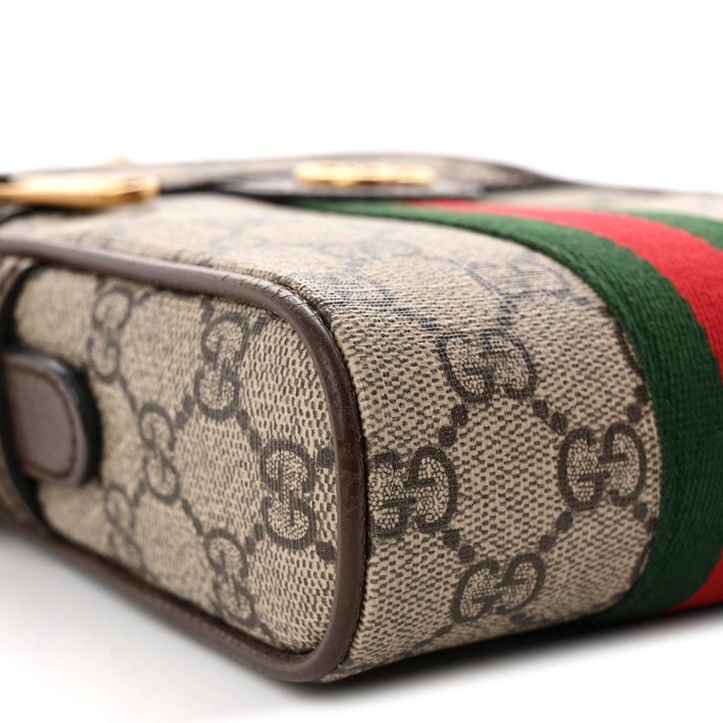 Gucci GG Supreme Monogram Web Mini Ophidia Messenger Brown