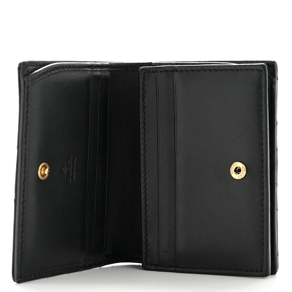 Gucci Calfskin Matelasse GG Marmont Card Case Wallet Black