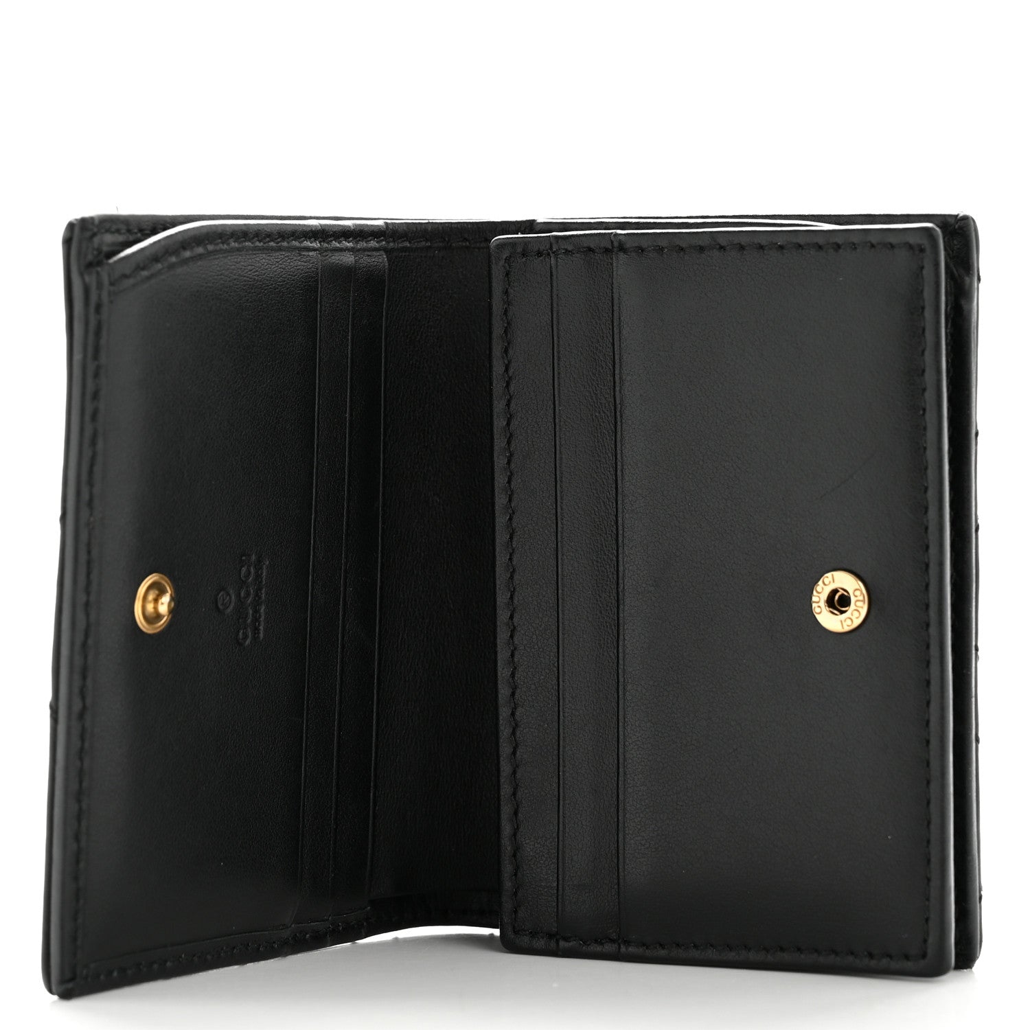 Gucci Calfskin Matelasse GG Marmont Card Case Wallet Black