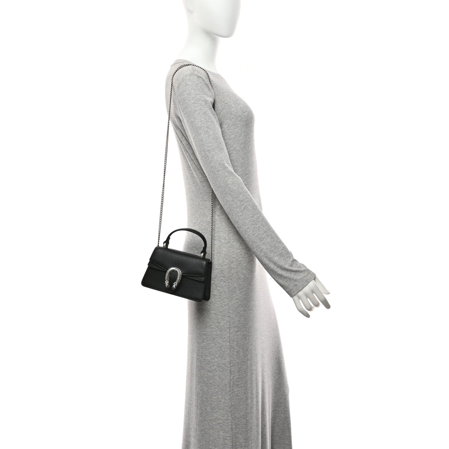 Gucci Dollar Calfskin Crystal Mini Dionysus Top Handle Bag Black Crystal