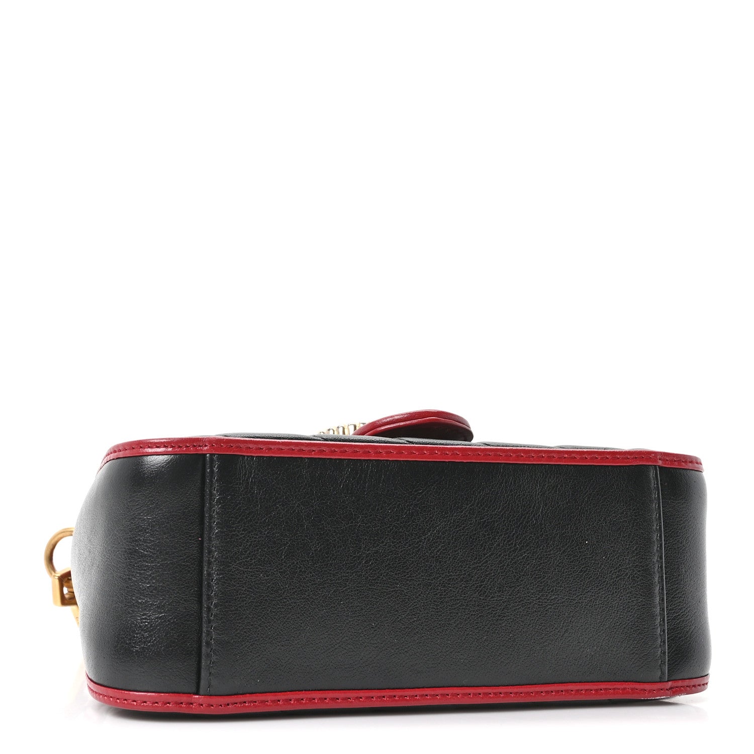 Gucci Vintage Effect Calfskin Matelasse Diagonal Mini Torchon GG Marmont Top Handle Shoulder Bag Black Romantic Cherry