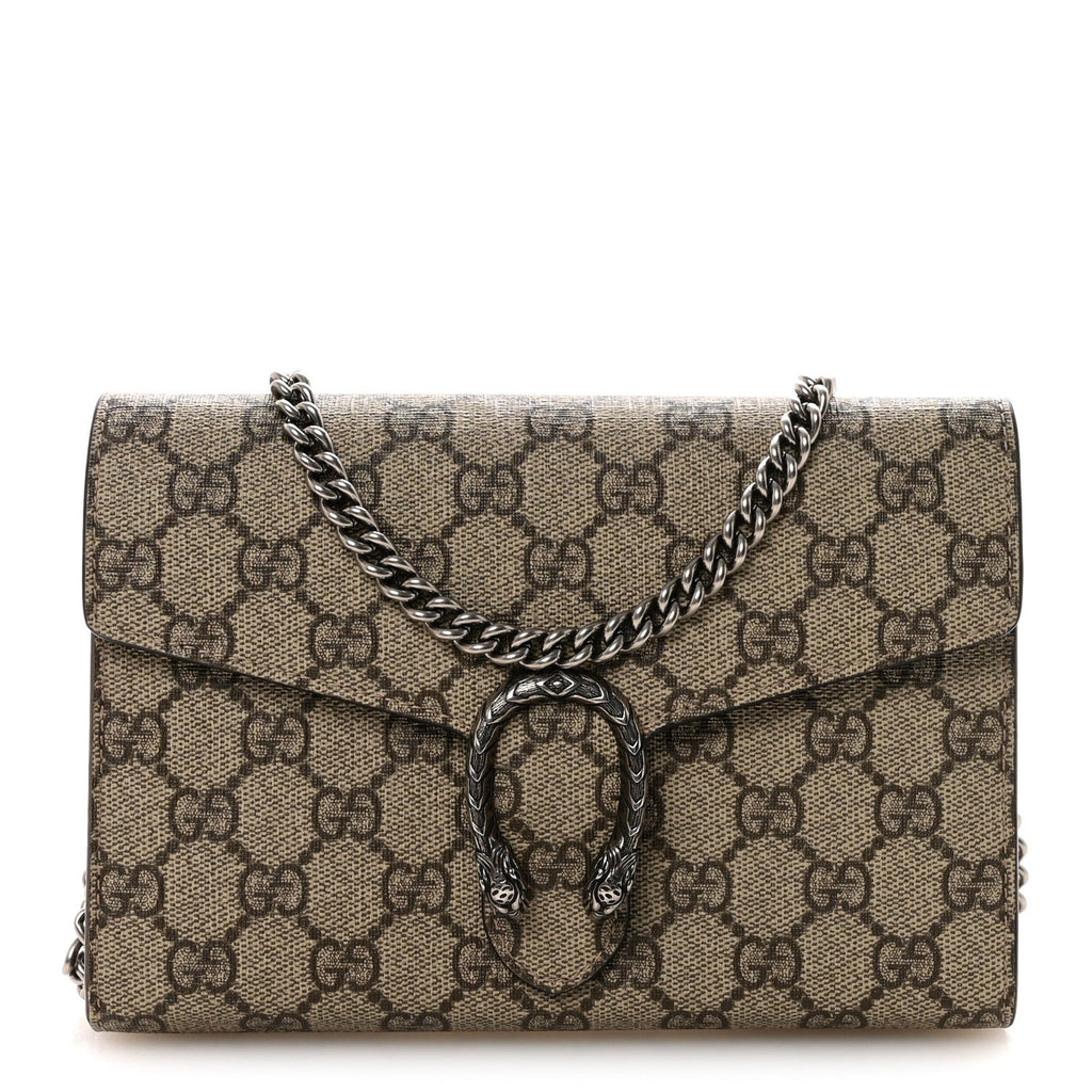 Gucci GG Supreme Monogram Mini Dionysus Chain Wallet Beige Taupe