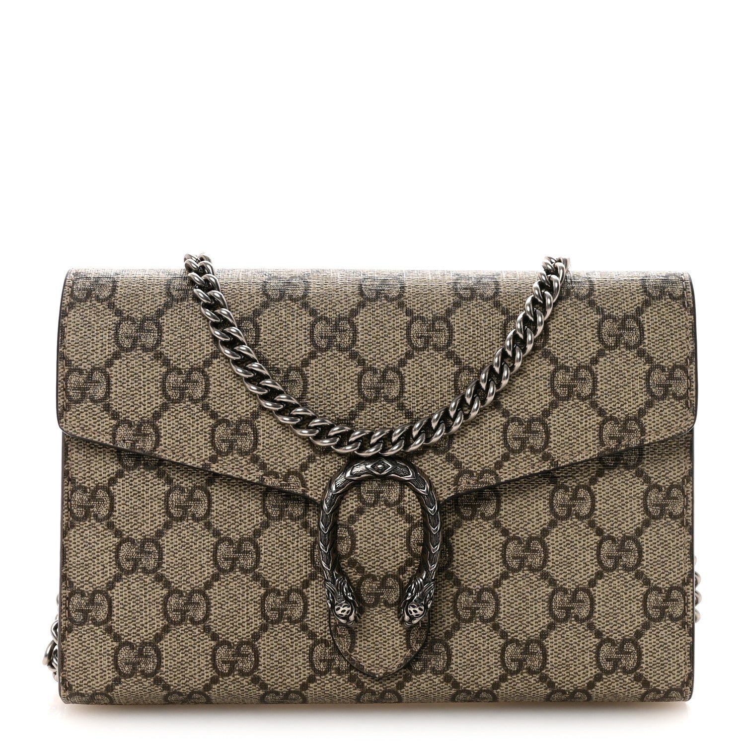 Gucci GG Supreme Monogram Mini Dionysus Chain Wallet Beige Taupe