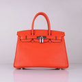 Hermes Birkin 30cm Togo Leather Handbags Bright Orange Silver