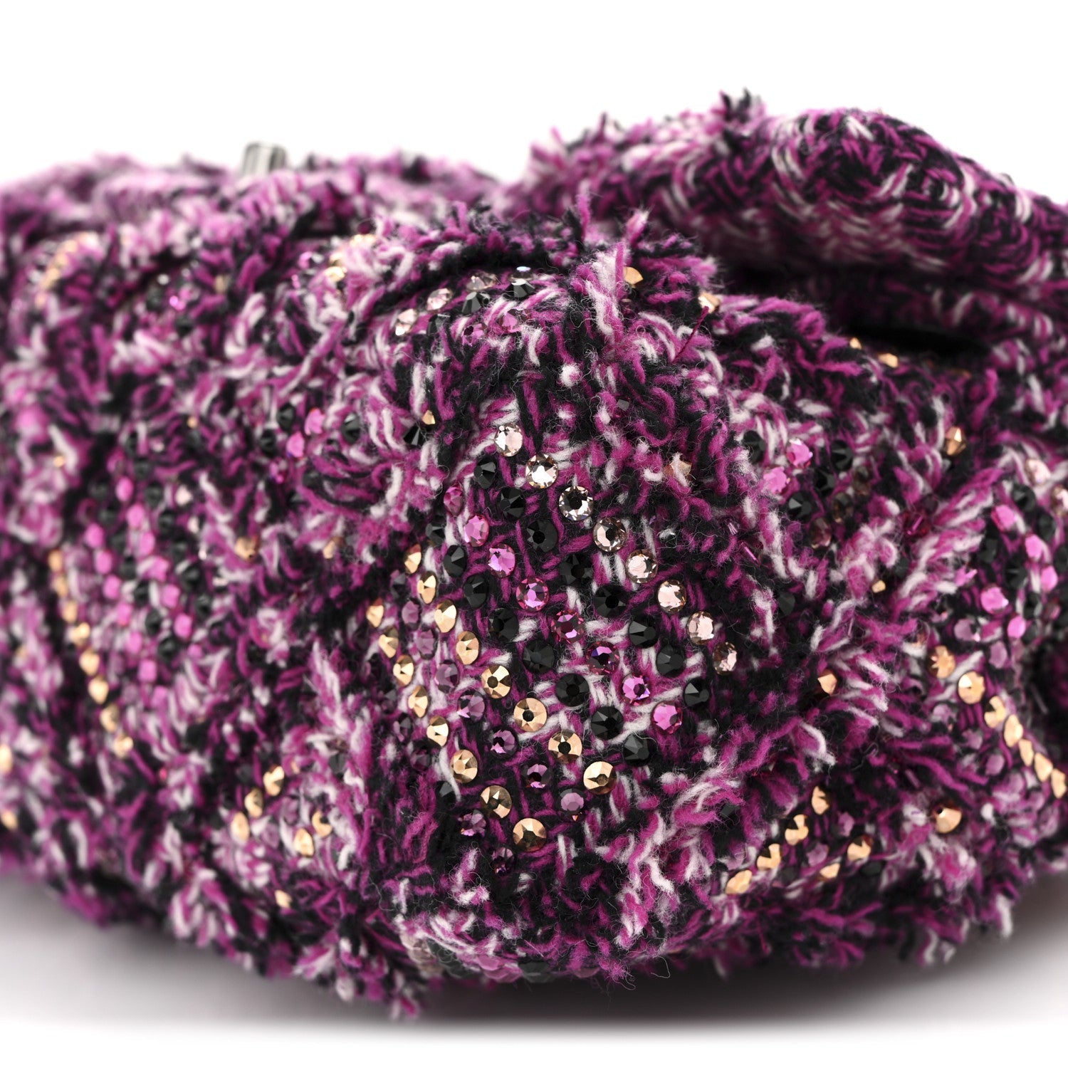 Chanel Crystal Tweed Quilted Medium Double Flap Purple Multicolor