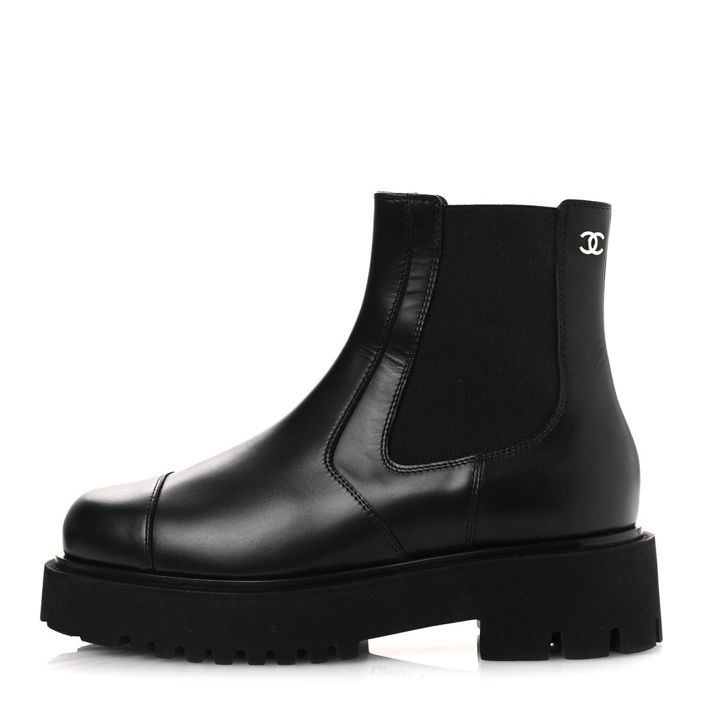 Calfskin Cap Toe CC Short Boots 41 Black