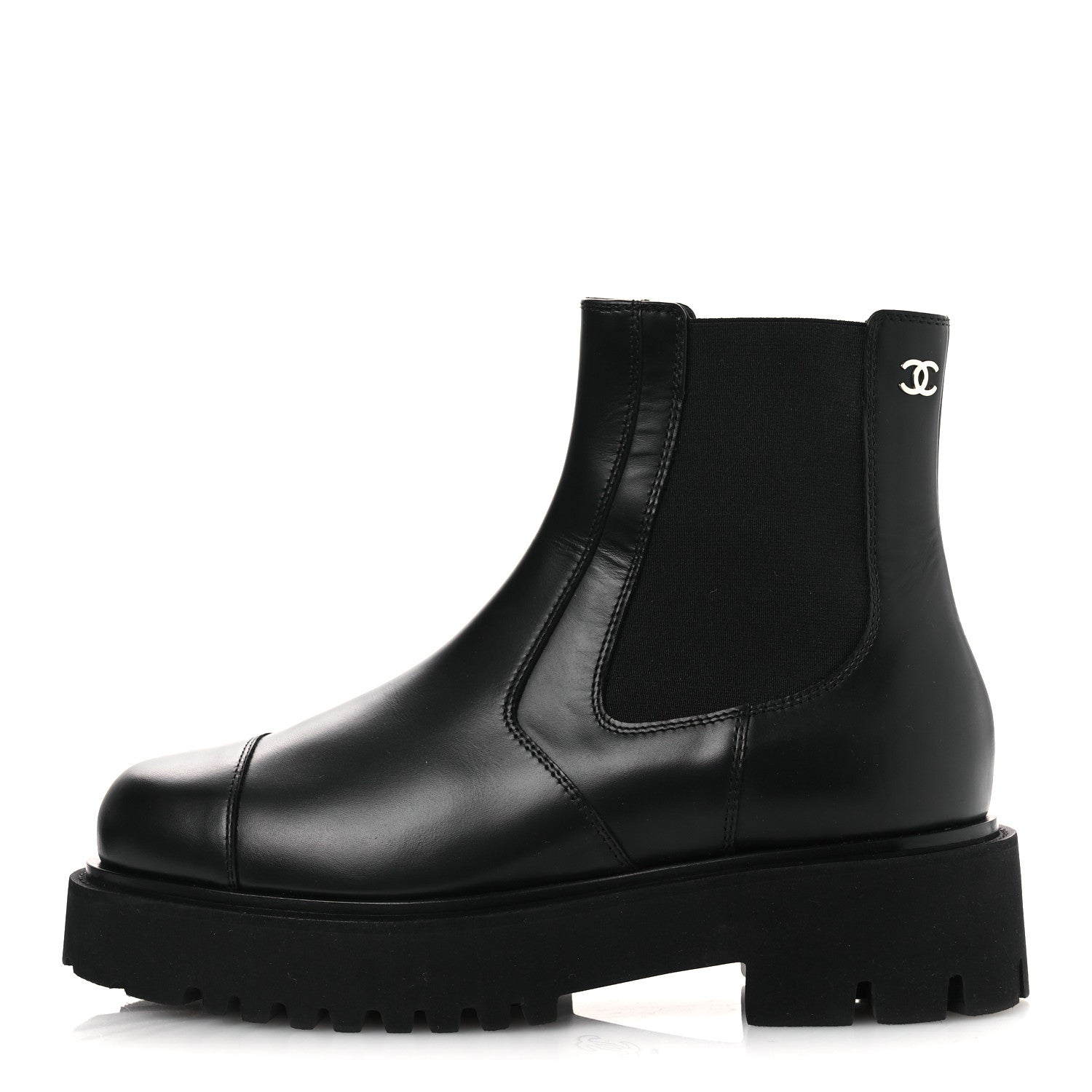 Calfskin Cap Toe CC Short Boots 41 Black