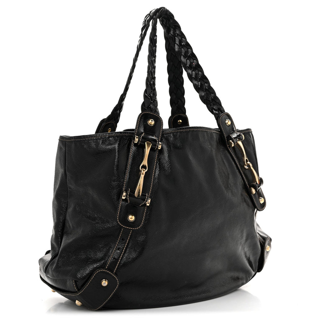 Gucci Patent Medium Pelham Shoulder Bag Black