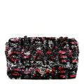 Chanel Sequin Logo Single Flap Pink Silver Black