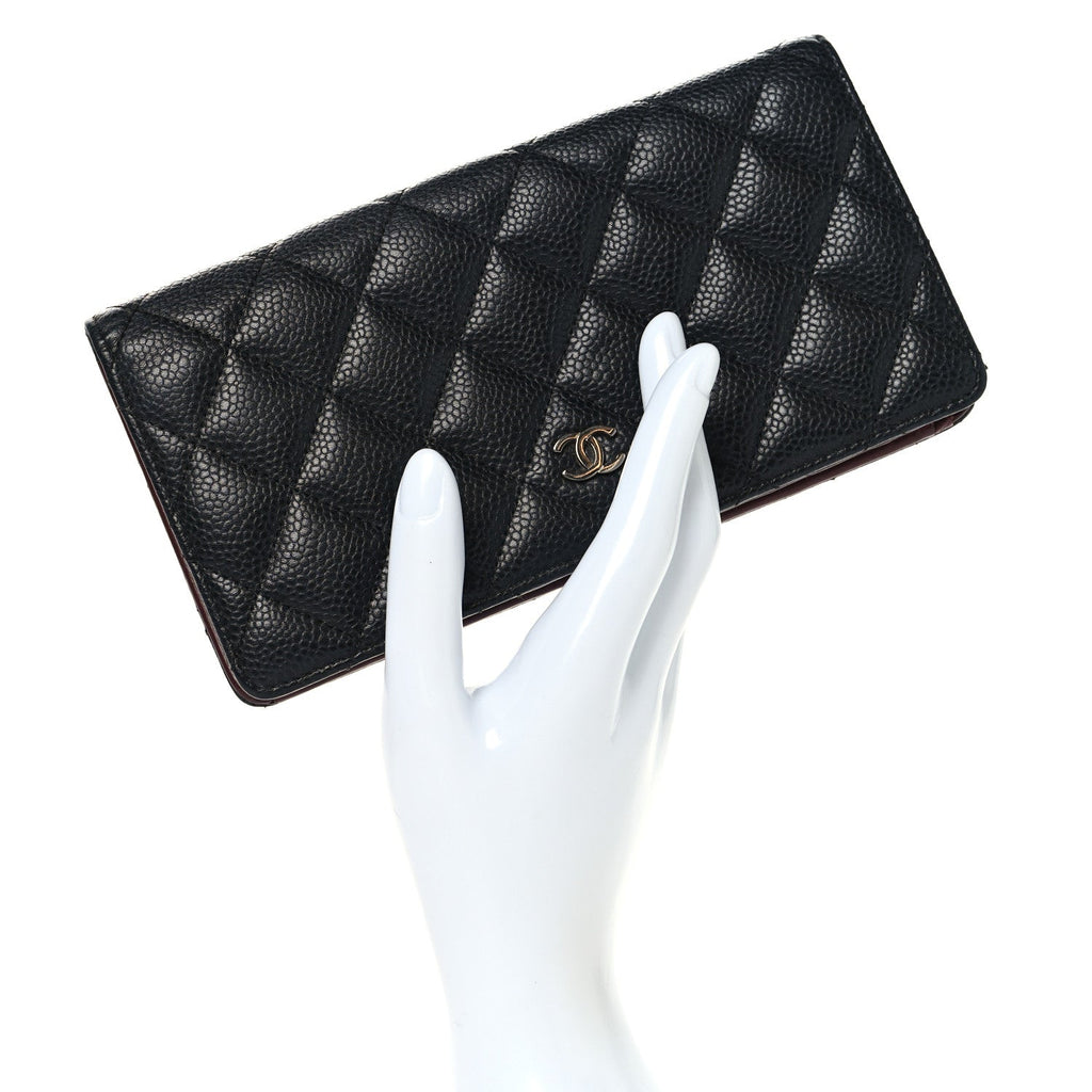 Caviar Quilted Yen Wallet Black