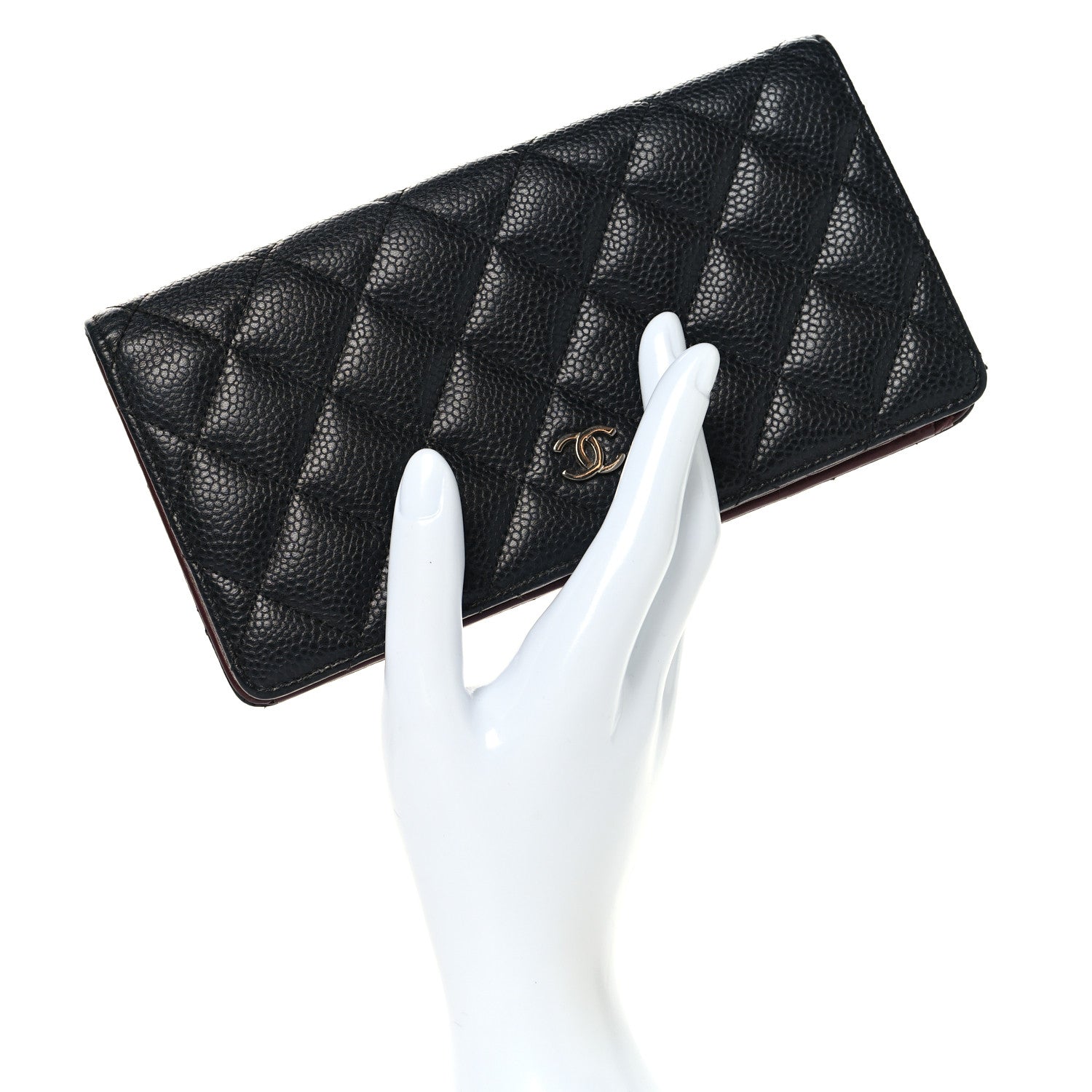 Caviar Quilted Yen Wallet Black