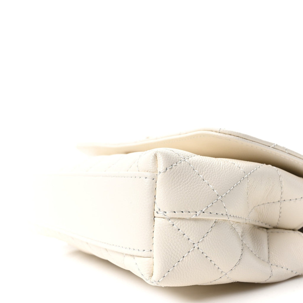 Chanel Caviar Quilted Maxi East West Coco Handle Flap White