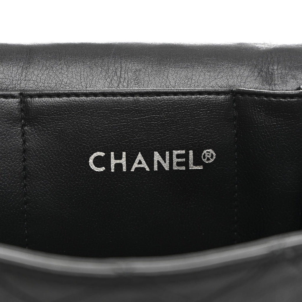 Chanel Lambskin Stitched Briefcase Bag Black