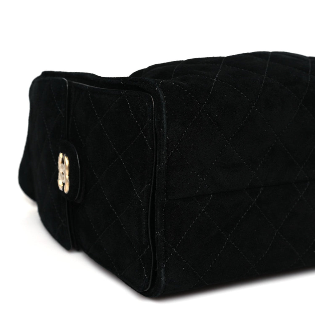 Chanel Suede Quilted Small Chanel 25 Handbag Black