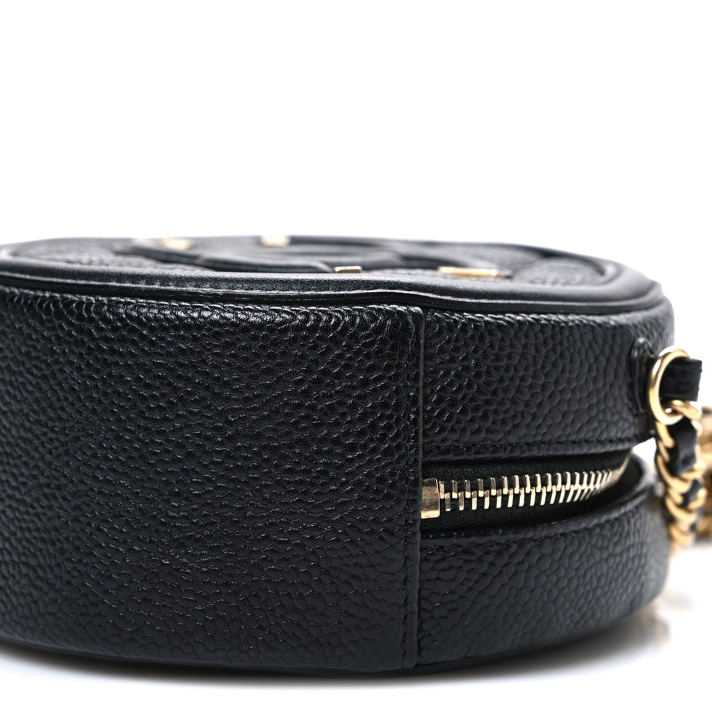 Chanel Caviar Quilted Round Filigree Crossbody Black