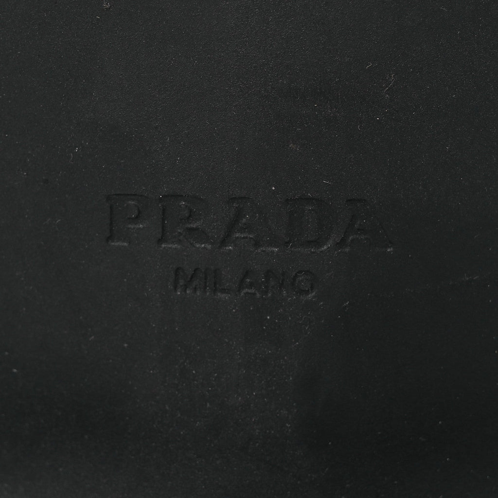 Prada Spazzolato Triangle 40mm Loafer Mules 37 Black