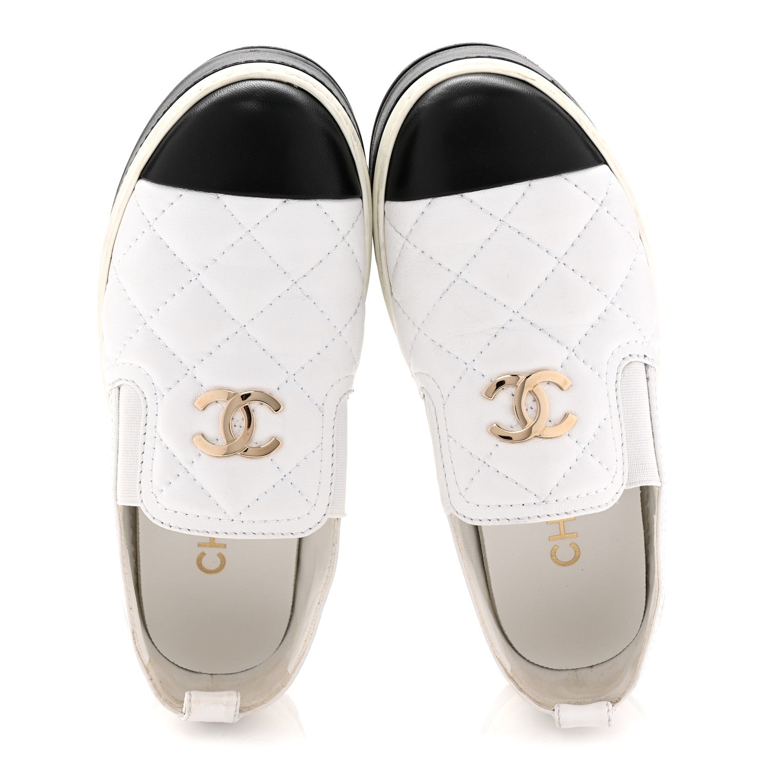 Lambskin Quilted Womens CC Stroll Sneakers 36 White