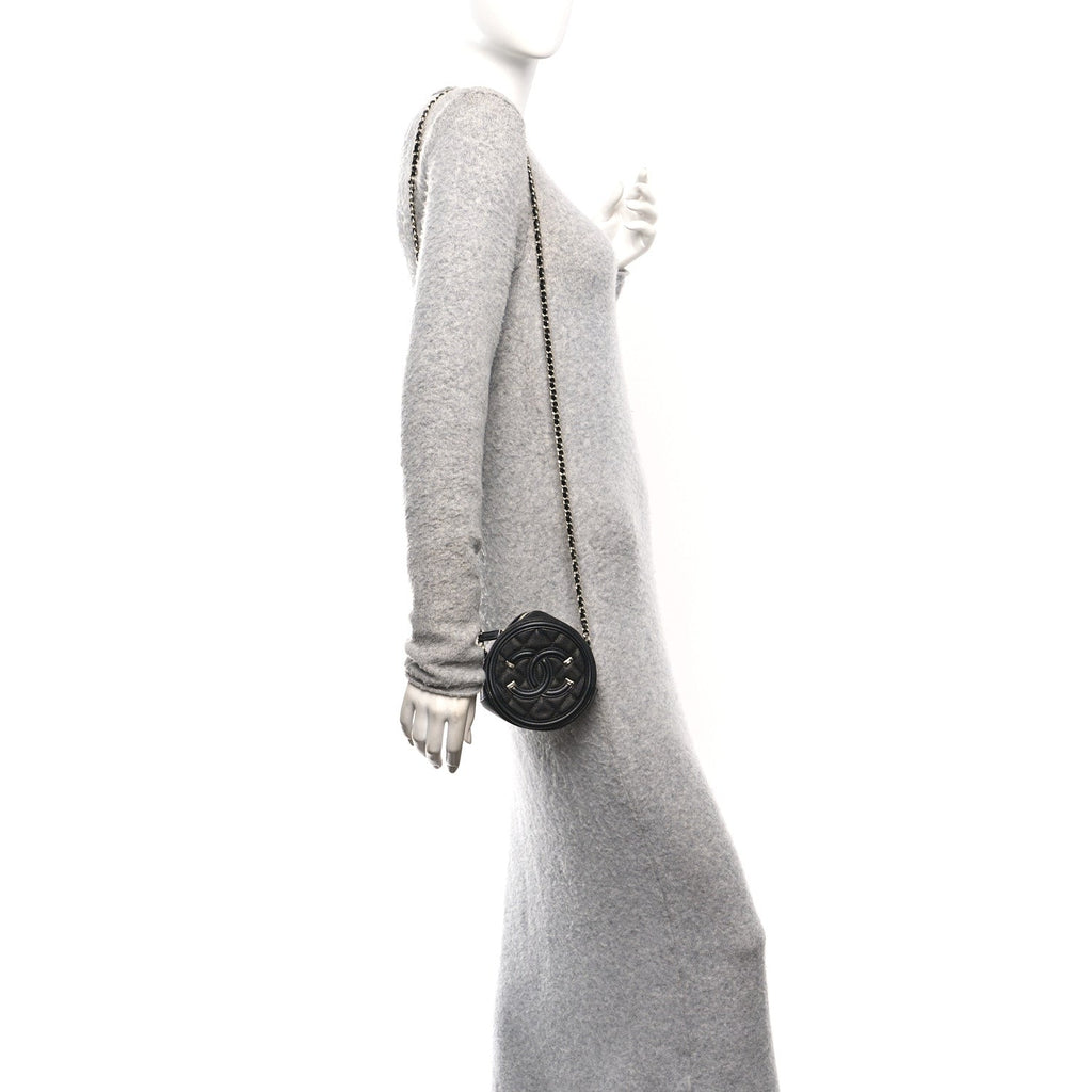 Chanel Caviar Quilted Round Filigree Crossbody Black