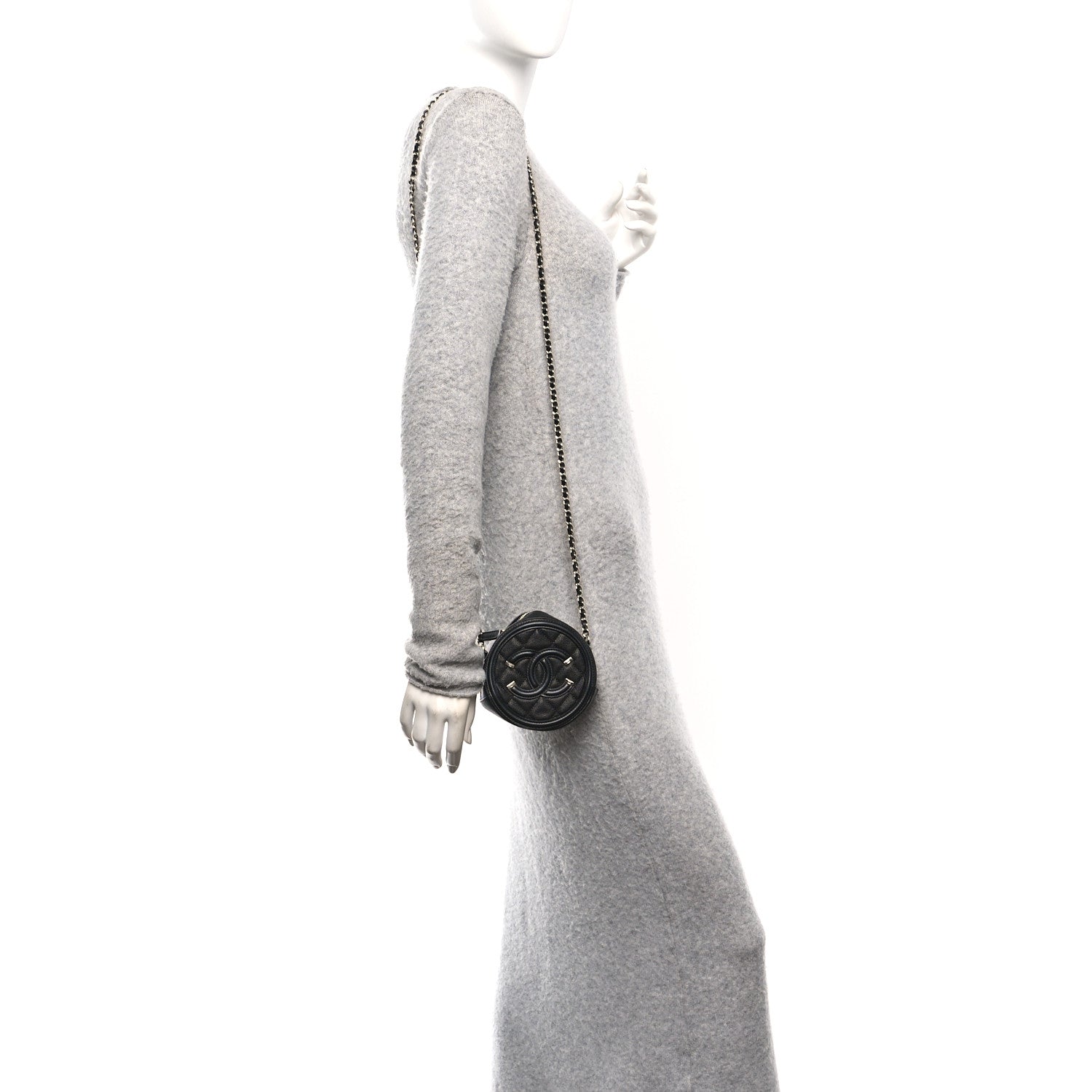 Chanel Caviar Quilted Round Filigree Crossbody Black