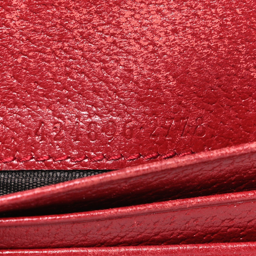 Gucci GG Supreme Monogram Tian Card Case Beige Multicolor Red