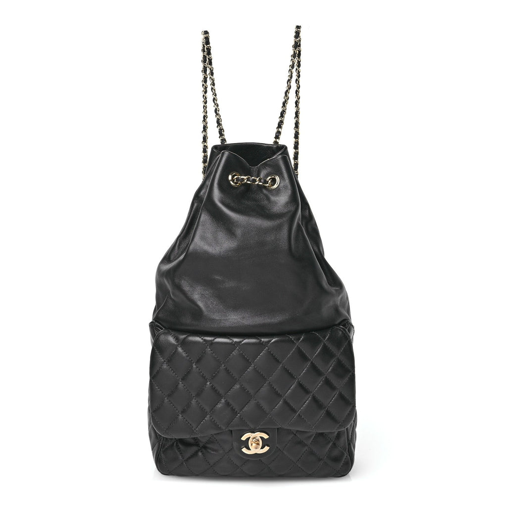 Chanel Lambskin Quilted Large In Seoul Backpack Black