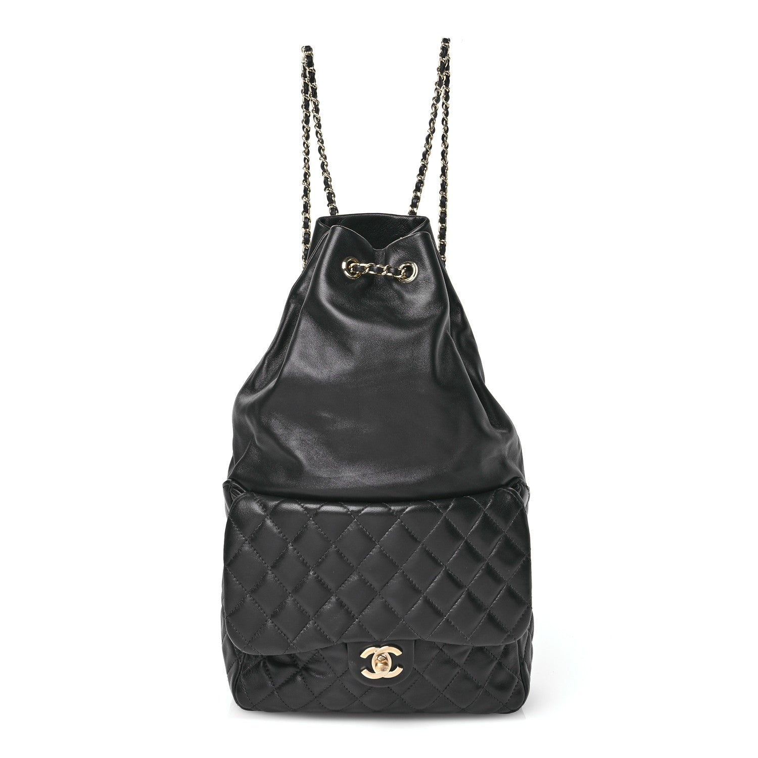 Chanel Lambskin Quilted Large In Seoul Backpack Black