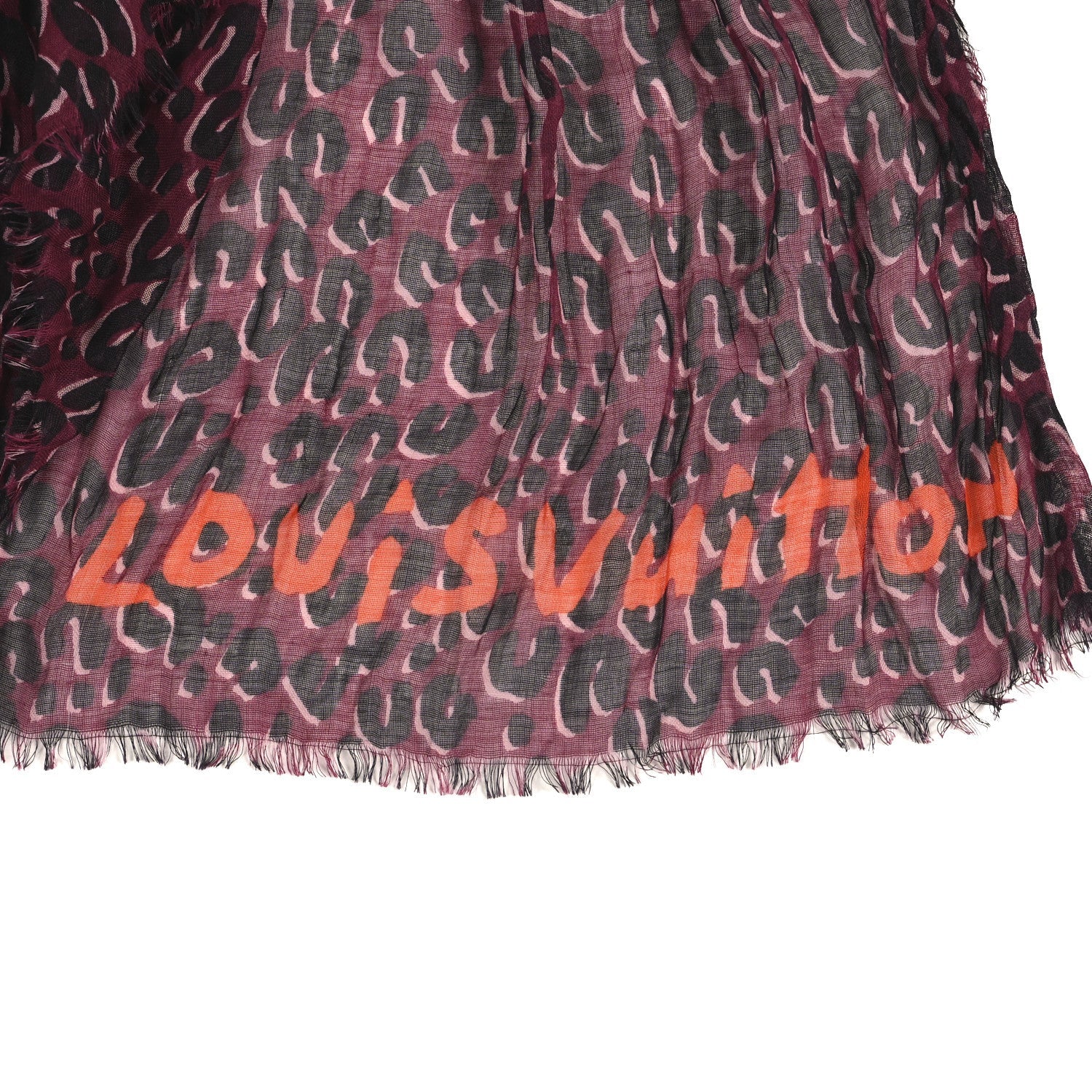 Louis Vuitton Cashmere Silk Leopard Etole Stole Dark Pink