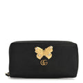 Gucci Calfskin Butterfly Zip Around Wallet Black