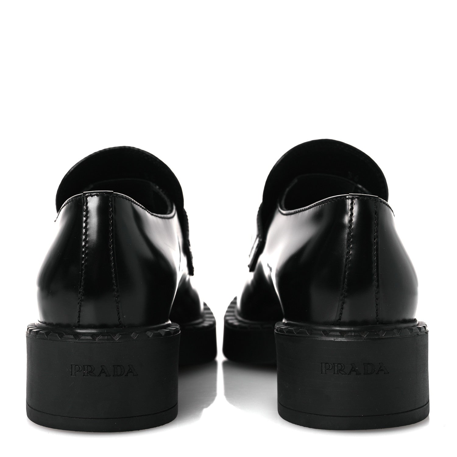 Prada Spazzolato Metal Triangle Logo 50mm Loafers 36 Black