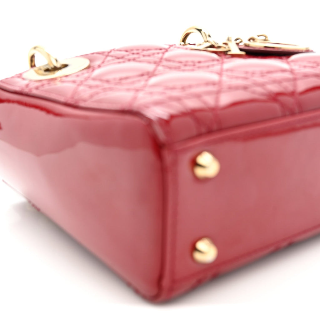 Christian Dior Patent Cannage Mini Lady Dior Red