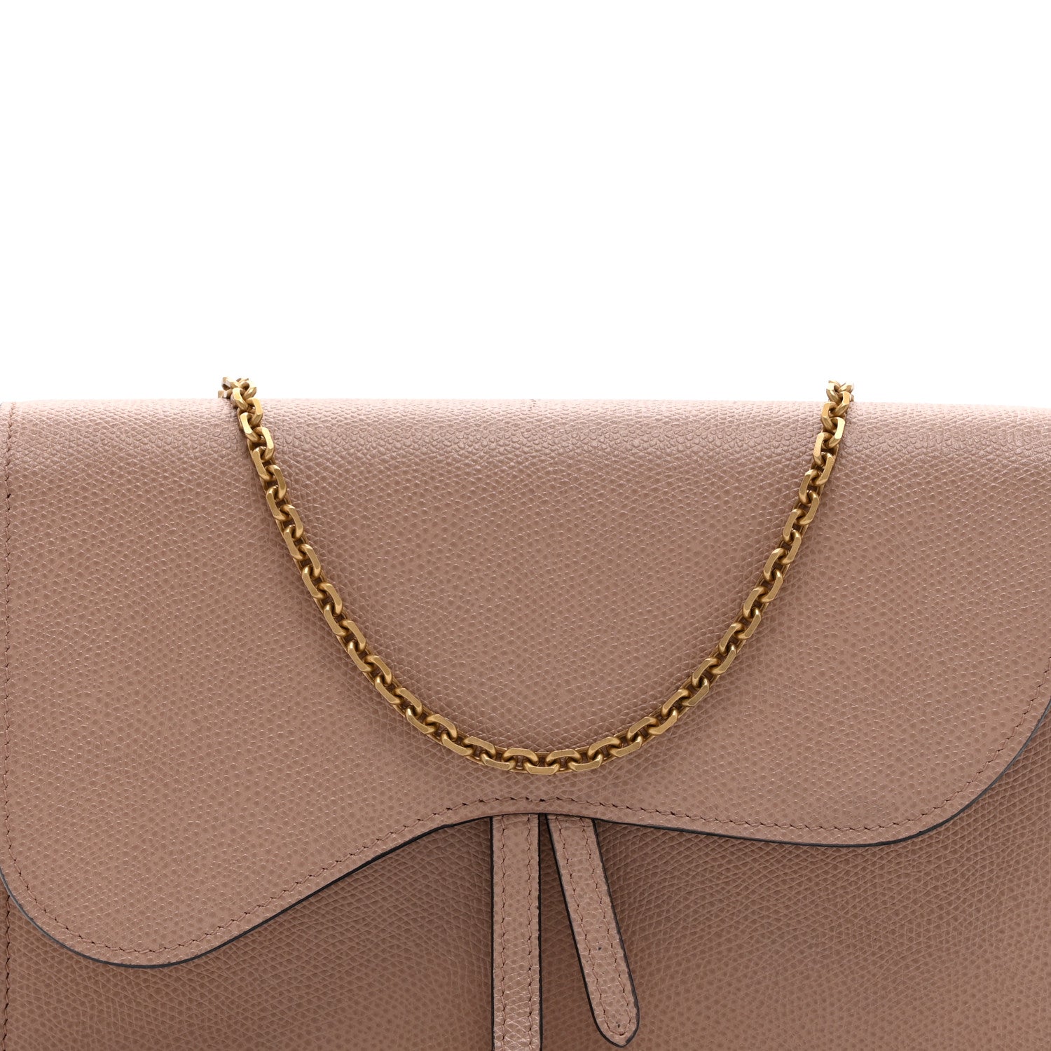 Christian Dior Grained Calfskin Saddle Chain Pouch Blush