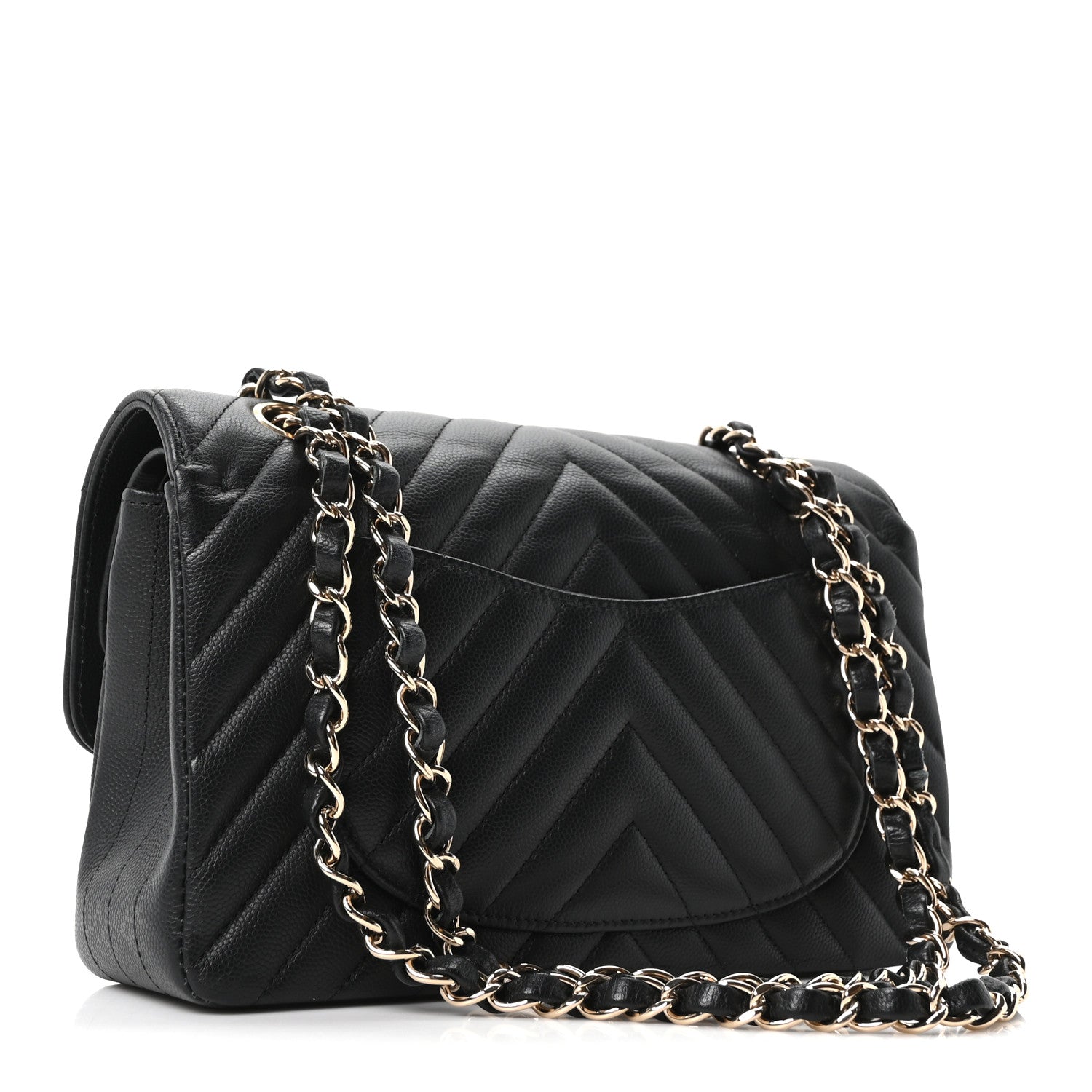 Chanel Caviar Chevron Quilted Small Double Flap Black