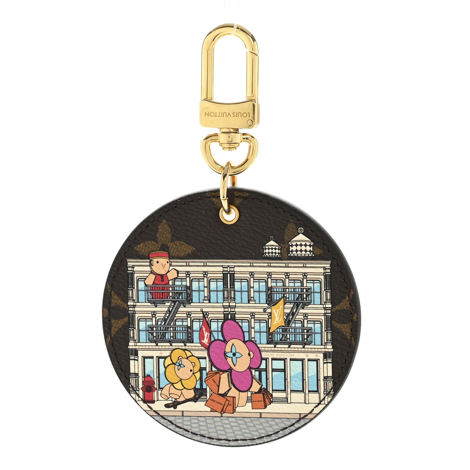 Louis Vuitton Monogram 2022 Christmas Animation New York Soho Bag Charm Key Ring Yellow